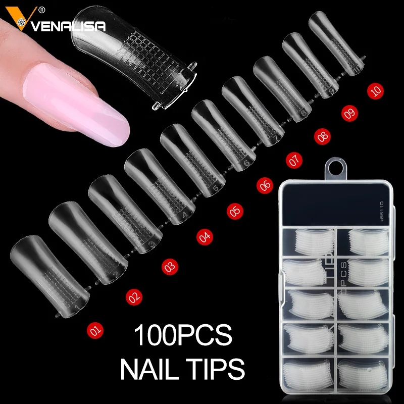 Clear Fake Tips 100pcs For Gel Extension Nail Gel Nail Art Artificial Acrylic Gel Nail Tip Gel Nail Art Forms