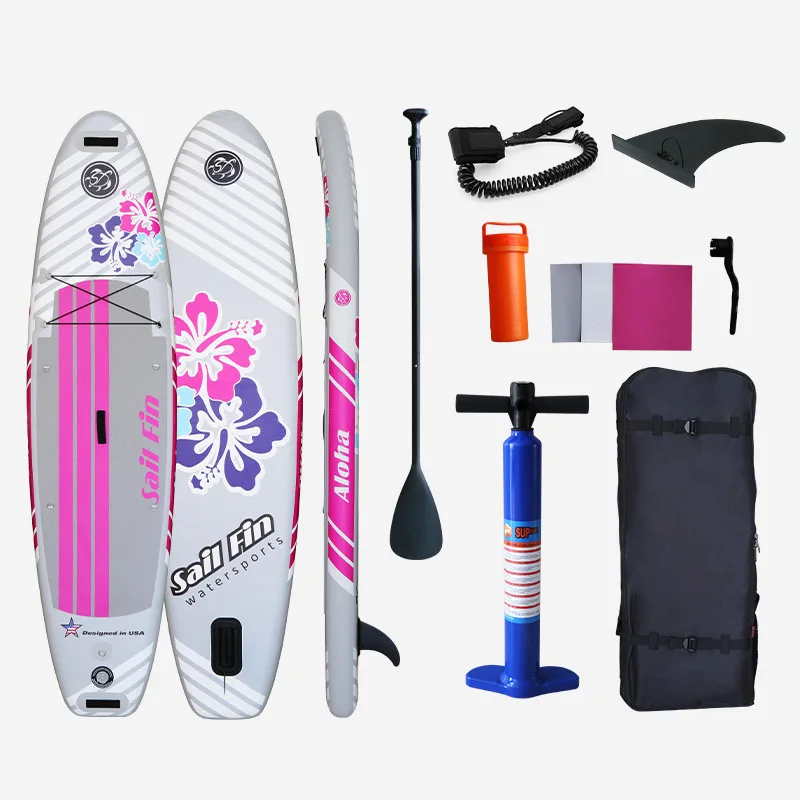 305x76x10mcm Pvc Inflatable Surfboard Surfing Stand-Up Paddle Surfboard Sea Sup Water Sports Floatboard Pink Summer Kayak Boat