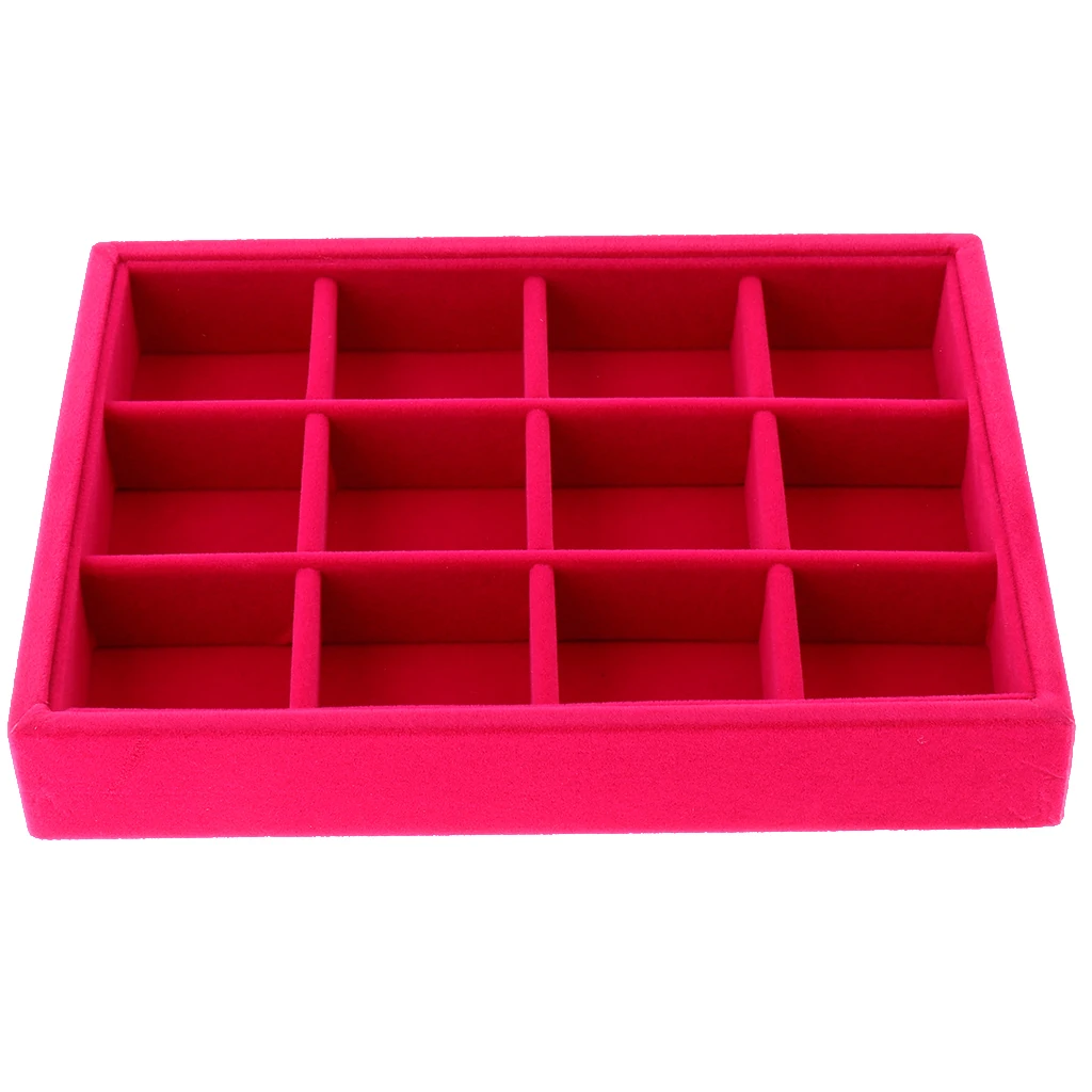 Velluto Orecchini Dei Monili Vassoio Cassetto Organizzatore Impilabile Visualizzare Vassoio di Gioielli Collana Anello di Imballaggio di Stoccaggio