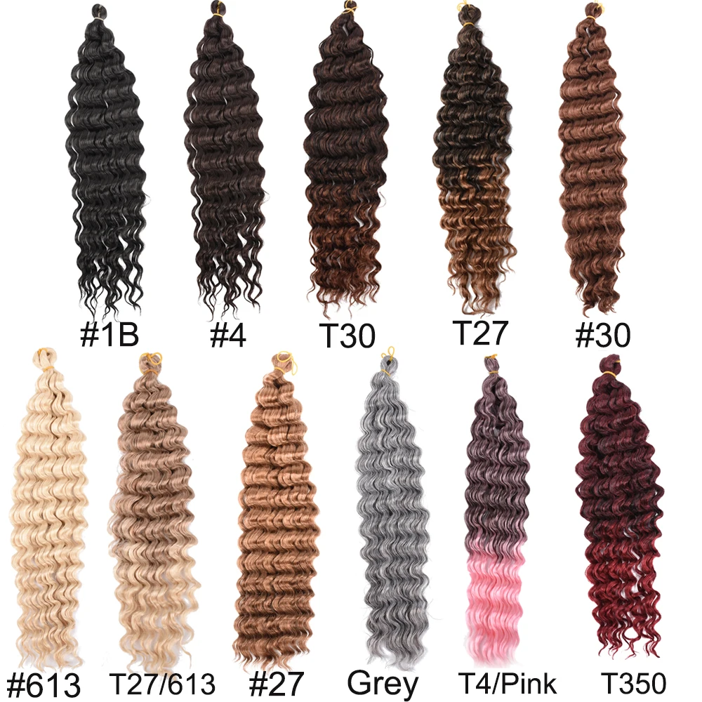 Deep Wave Twist Ombre Crochet Hair Synthetic Braid Hair 28inch Ocean Wave Braiding Hair Extension For Women