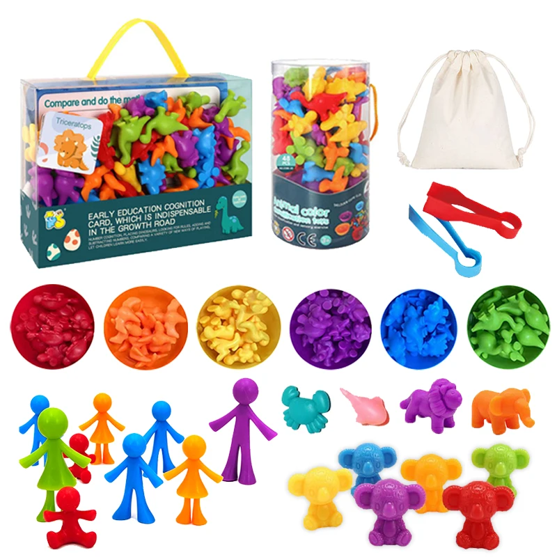 

Montessori Rainbow Matching Sorting Counting Game Math Toys Animal Cognition Fine Motor Training Sensory Education Game For Kids