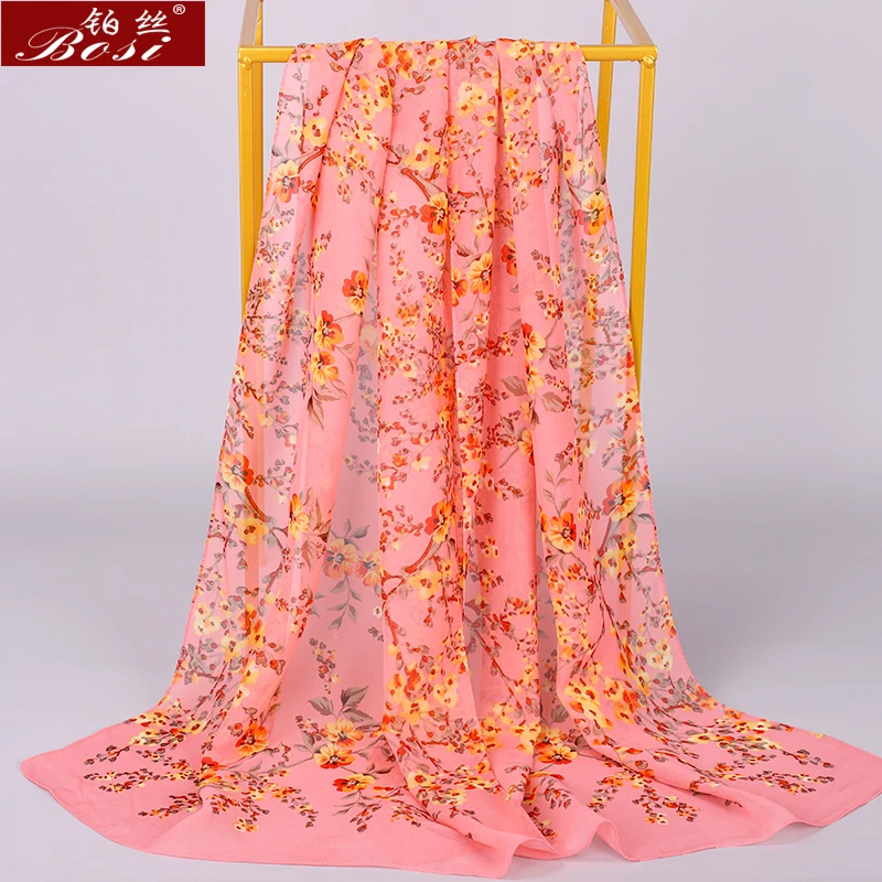 Chiffon scarf winter shawl schal scarves poncho women scarfs ethnic big flower hijab  scarfs luxury ladies retro schal160*60 new