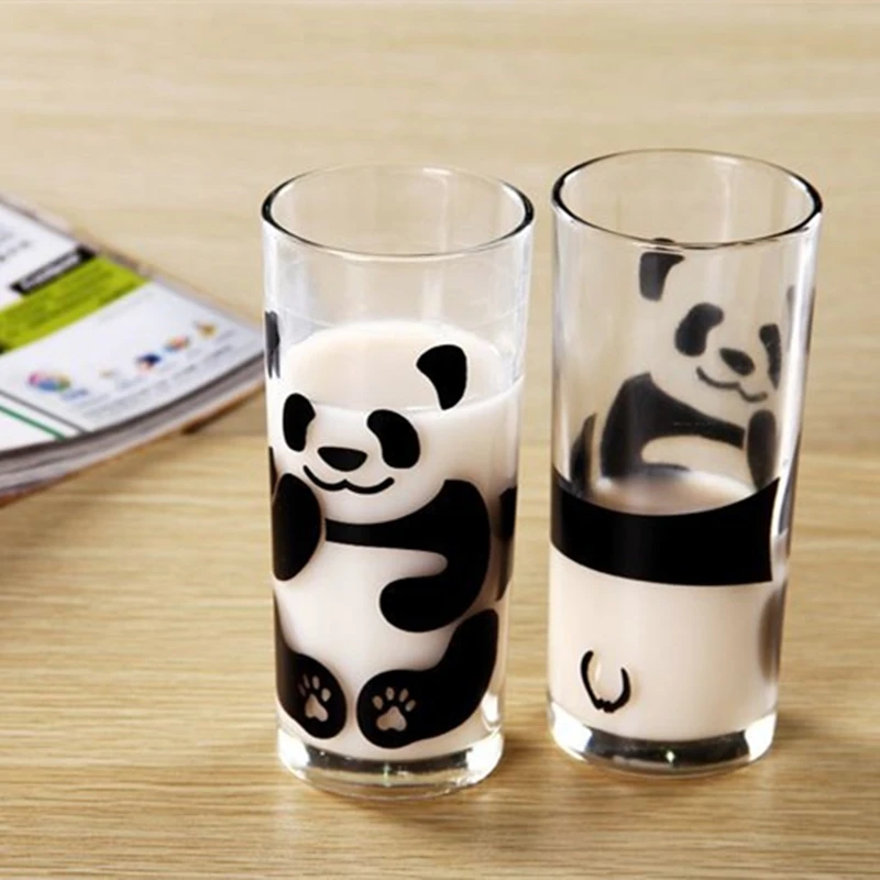 Home Daily Cute Panda Glass Milk Cup Coffee Mug Lead-Free Office Couple Water Cups Kitchen Tableware Breakfast Mugs Without Lid