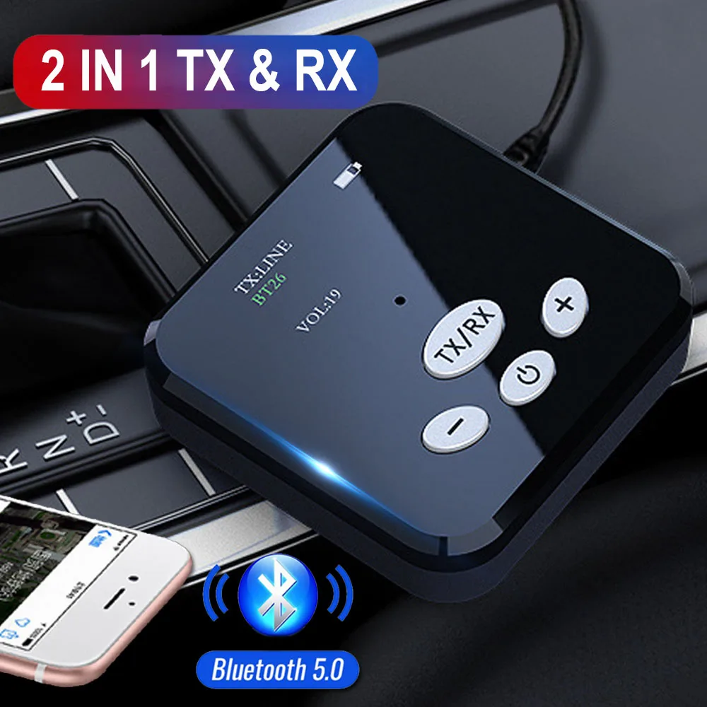 JINSERTA 2021 Bluetooth 5.0 Transmitter Receiver Stereo Wireless Adapter 3.5mm Aux Jack Audio for TV Car Kit PC Headphones