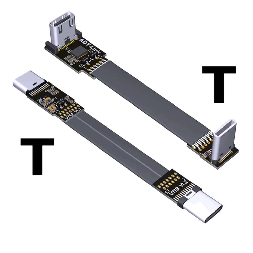 USB 3.1 type C to type C Flat extension Cable 10Gbps fold 90 degree USB C male female FPC FPV Aerial photography cord