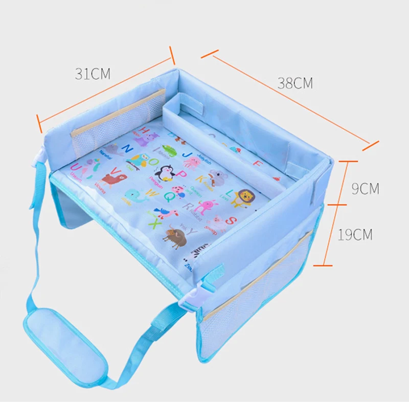 Car Seat Travel Tray Safety Seat Play Table Organizer Storage Snacks Toys Cup Holder Waterproof For Baby Children Kids Stroller