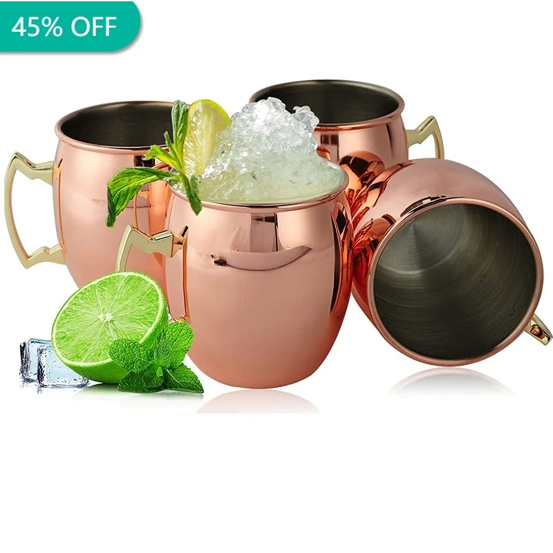 

550ml Moscow Mule Mug Stainless Steel Hammered Copper Plated Beer Cup Coffee Cup Bar Drinkware