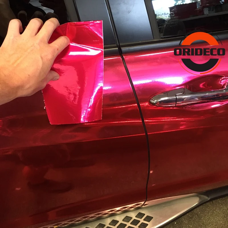 10/20/30/40/50*152CM High Stretchable Orange Chrome Air Bubble Free Mirror Vinyl Wrap Film Sticker Emblem Car Bike Motor Cover