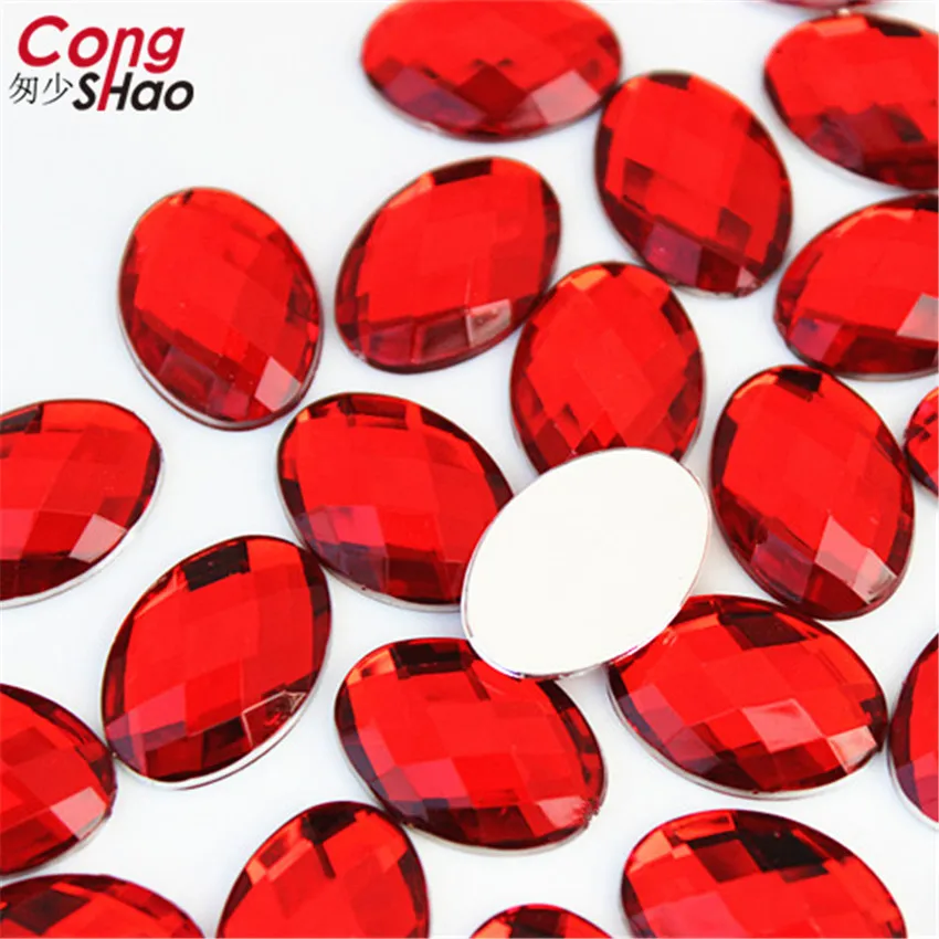 Cong Shao 50Pcs 13*18mm Colorful Acrylic Rhinestone Flat Back Oval Shape Stones And Crystals Clothing Crafts Accessories ZZ724