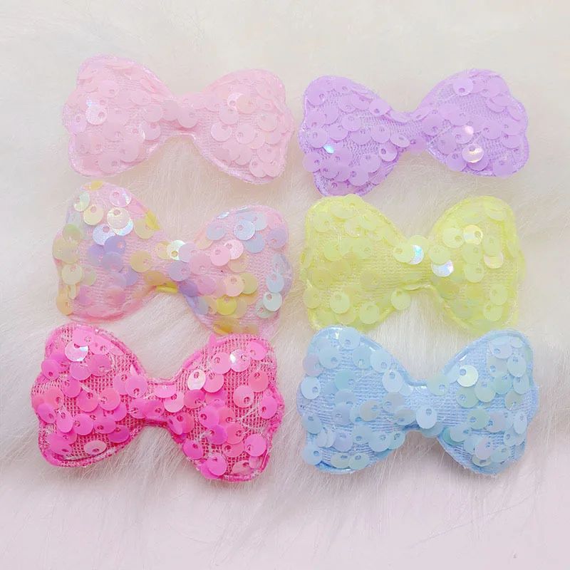 42 Stück/Set, 6 x 3,5 cm, glitzernde Pailletten-Schleifen, gepolsterte Applikationen zum Selbermachen von Haarreif-Accessoires und für Bastelarbeiten, Nähzubehör für Kleidung. – Detail 8