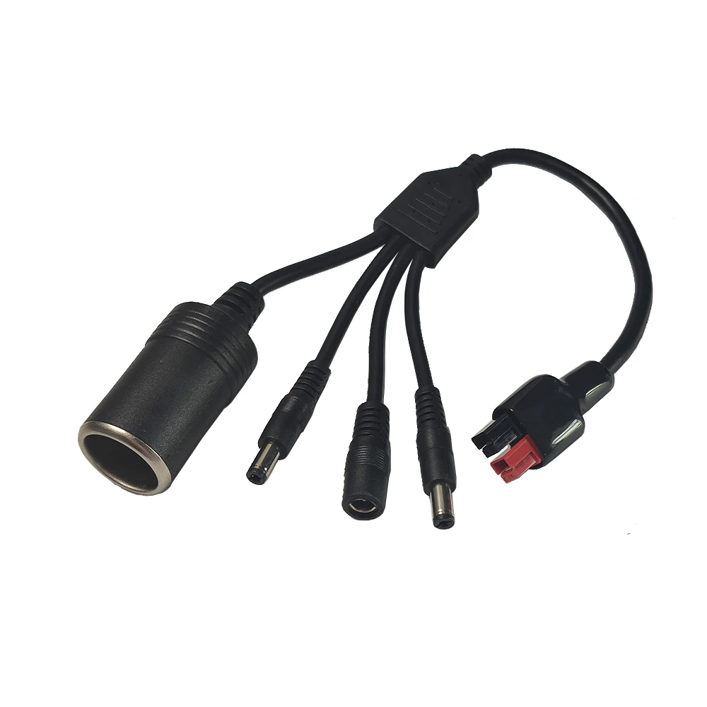 45A Pulg to Car Cigare Lighter 4 to1 Multi-Function Adapter Cable with Male DC5521 Female DC5525 for Portable Power Station