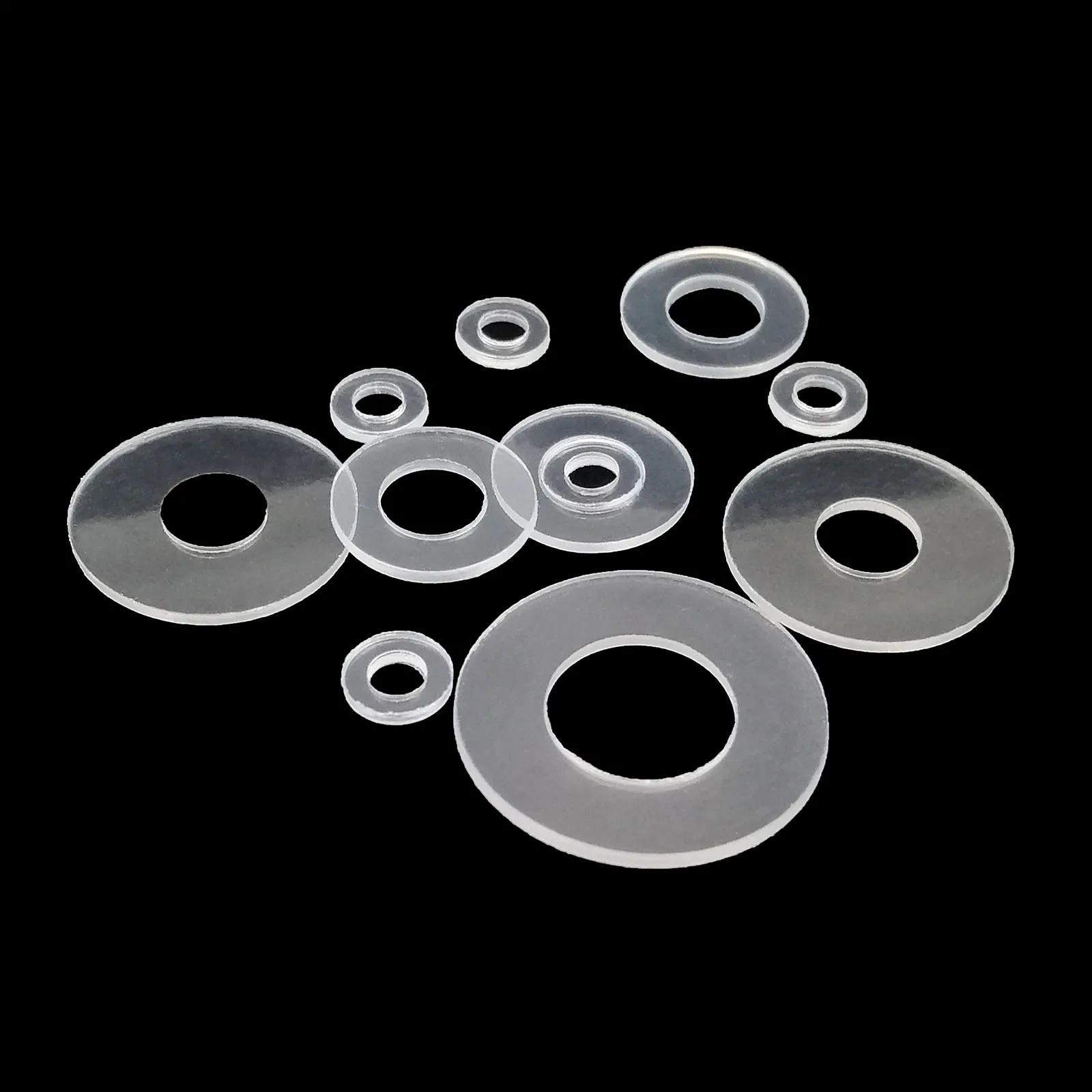 100X M1.6 M2 M2.5 M3 M4 M5 M6 M8 M10 M12 Soft Hard Plastic PVC Acrylic Clear Transparent Insulation Flat Washer Plain Gasket Pad