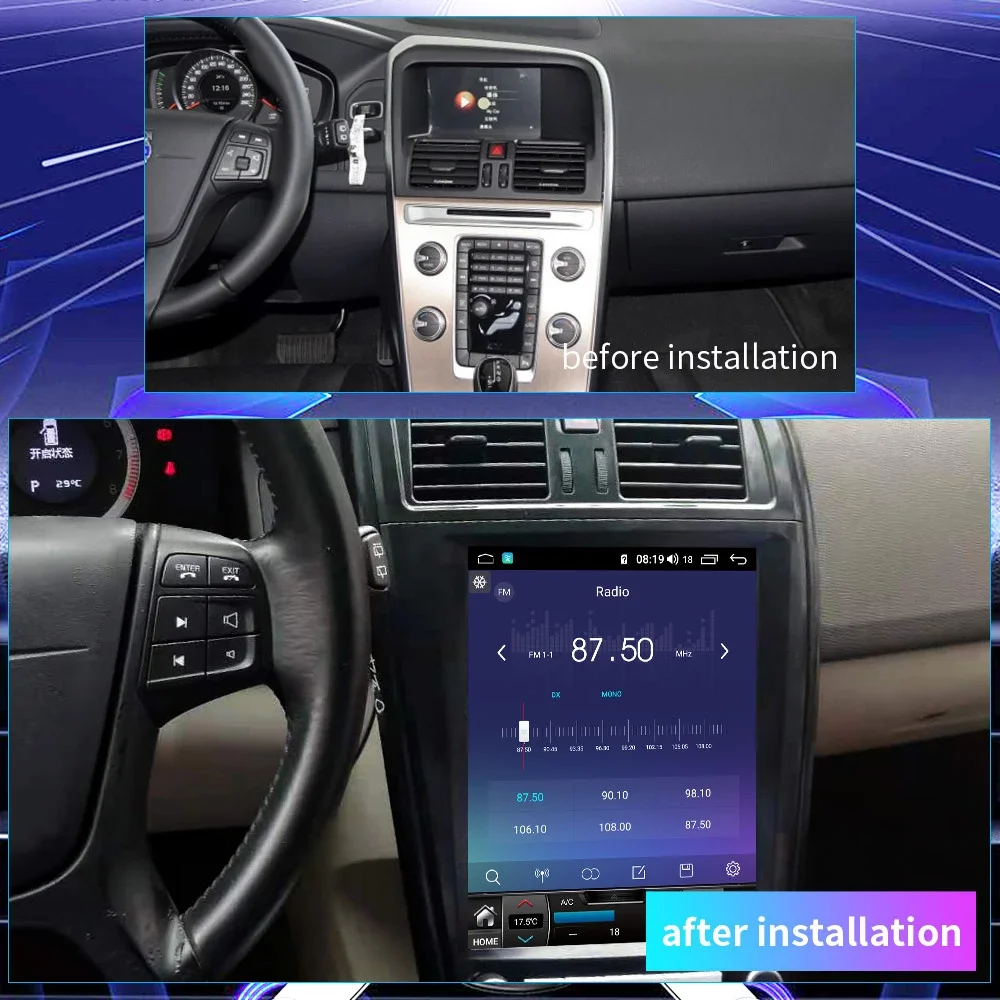 LHD Auto Carplay Android 14 Automotive Multimedia For Volvo XC60 2009~2017 GPS Navigation Car Radio Touch Screen IPS Head Unit