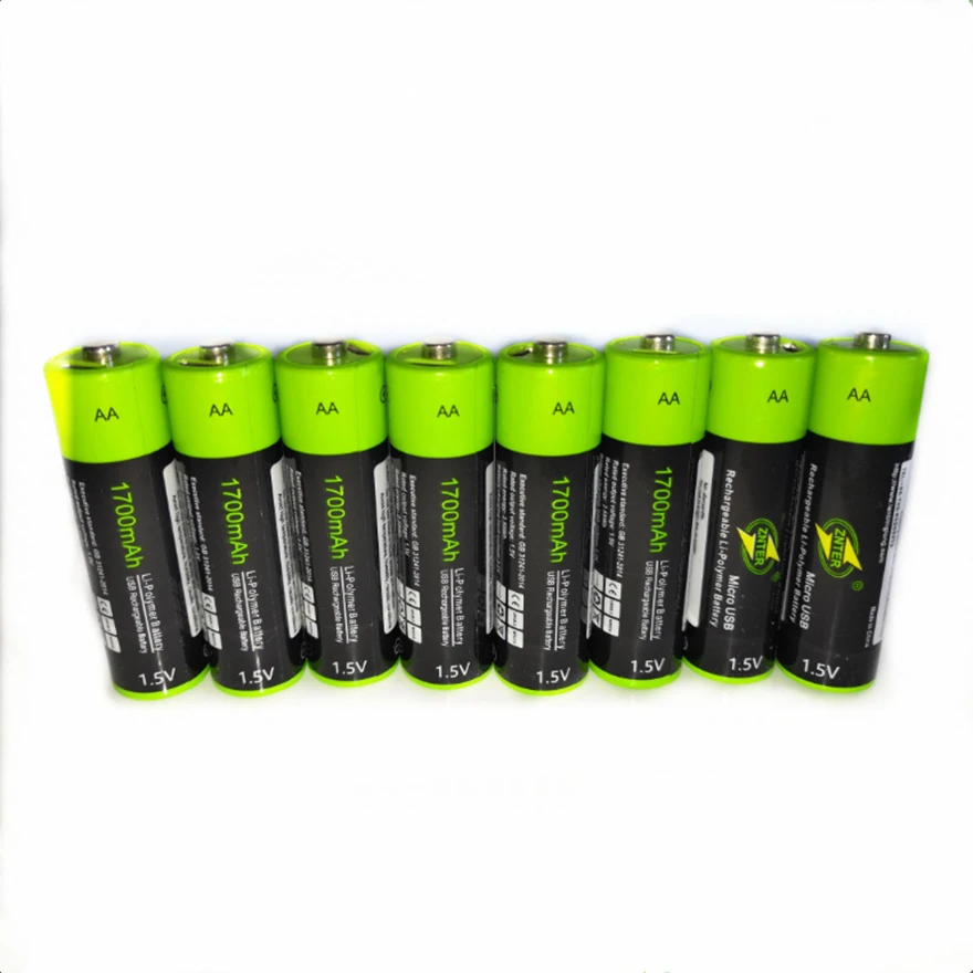 8pcs/lot ZNTER 1.5V AA Rechargeable Battery 1700mAh USB Rechargeable Lithium Polymer Battery Quick Charging by Micro USB Cable