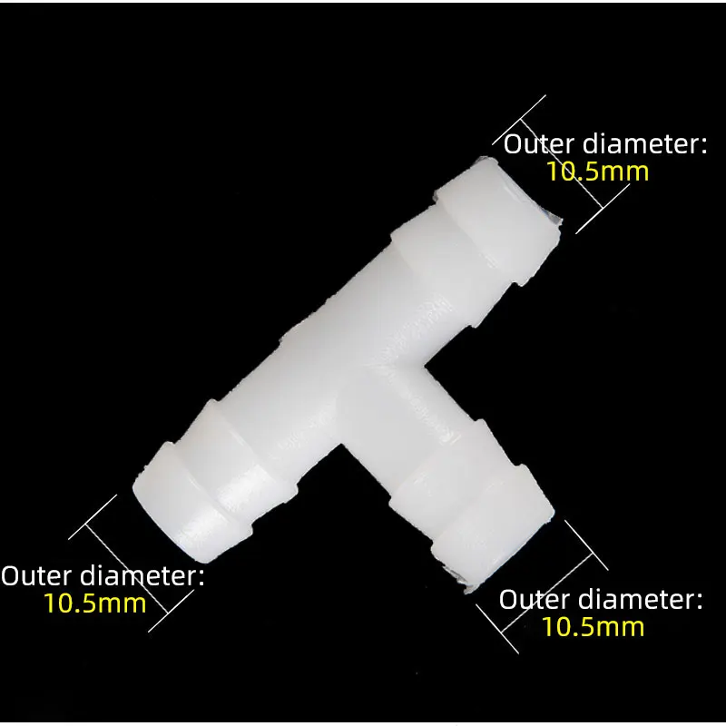 موزع مياه اكسسوارات T-نوع تي شيرت موصل مترابطة واجهة 10.5 مللي متر متساوية القطر تي شيرت سيليكون أنبوب مطاط أنابيب هواء تي شيرت