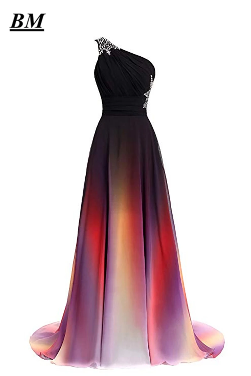 2020 Sexy Prom Dresses A-line Gradient Chiffon Long Formal Evening Dress Plus Size Ombre Party Gown Vestido De Formatura BM224