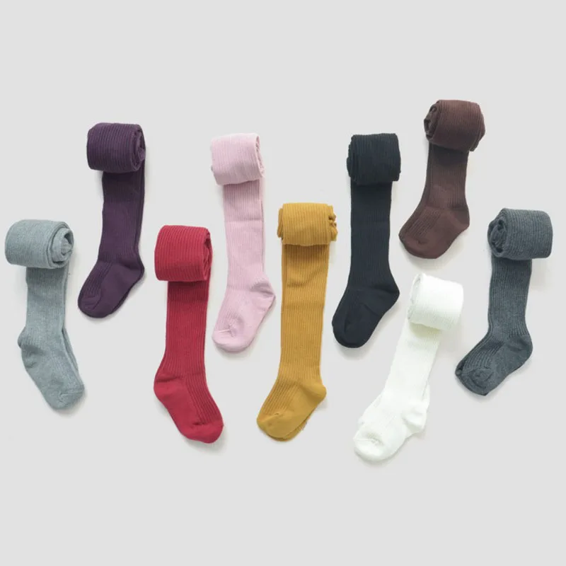 8 Colors Spring Autumn Cotton 2-9 Years Girls Children Baby Girl Pantyhose Solid Color Girl Tights Warm Kids Clothes
