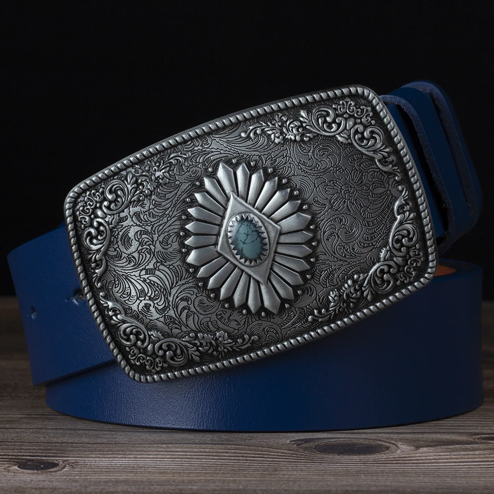 Cintura Western Cowboy Vintage retrò in pelle sintetica con fibbia a testa di to