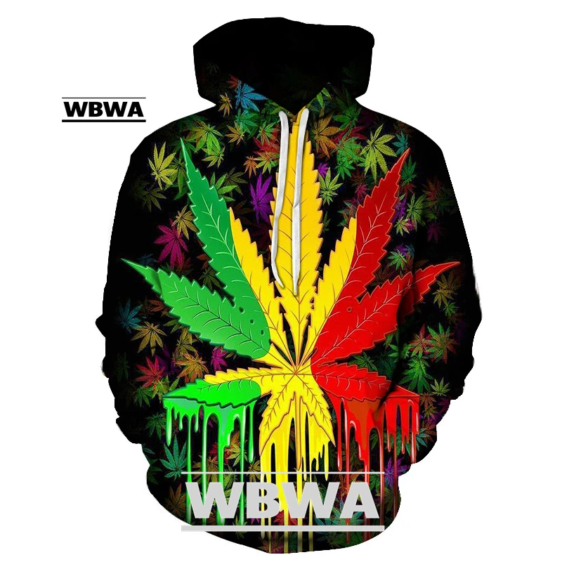 

WBWA Drop shipping 2021 autumn New Fashion Hoodies Colorful Weeds Print 3d Hooded Sweatshirt casual hoodie pullovers