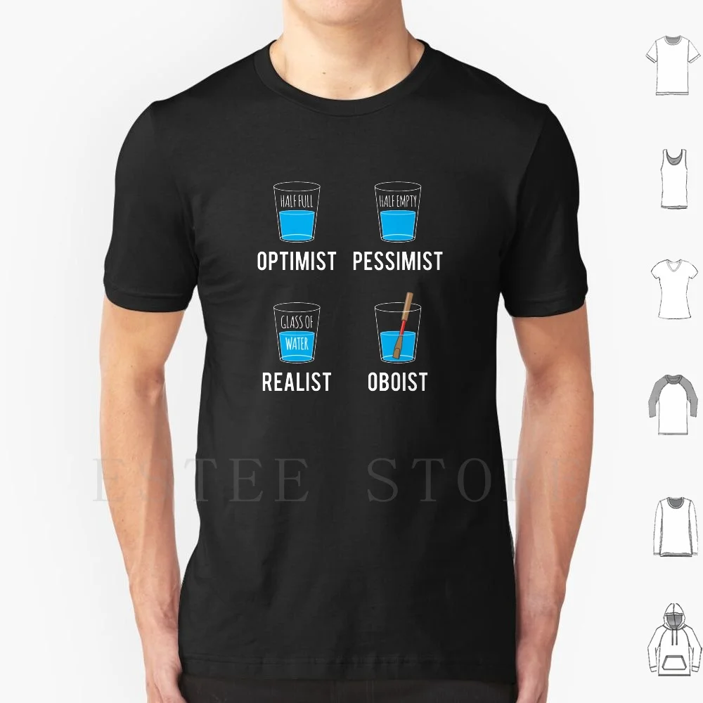 Optimiste Pessimiste réaliste hautbois musicien cadeau t-shirt imprimé coton théâtre orchestre opticien Pessimiste réaliste hautboïde