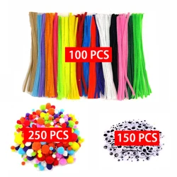 500pcs Plush Stick / Pompoms Rainbow Colors Shilly-Stick Educational DIY Toys Handmade Art Craft Creativity Devoloping Toys