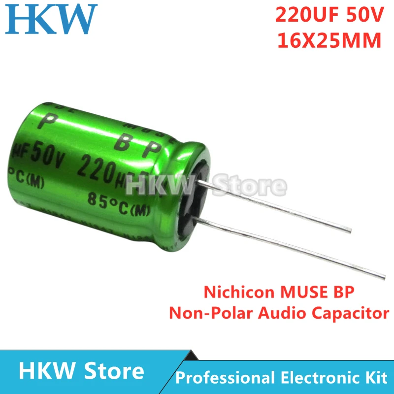 

5pcs/lot 220UF 50V 16X25mm Nichicon MUSE BP ES Non Polar Nonpolar Bipolar HiFi Audio Capacitor 50V220UF New and Original 16*25