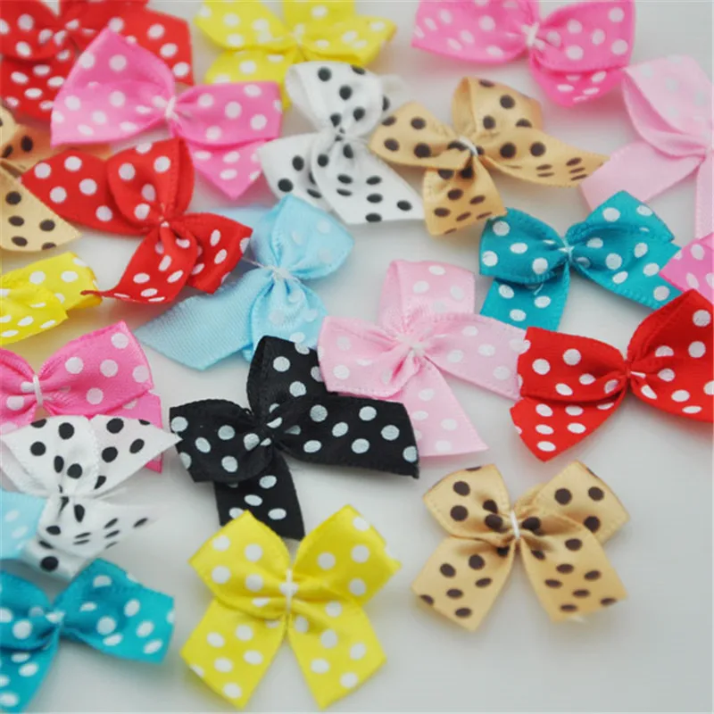 100pcs Dot Satin Ribbon Flowers Bows Gift Craft Wedding Decoration Upick B163