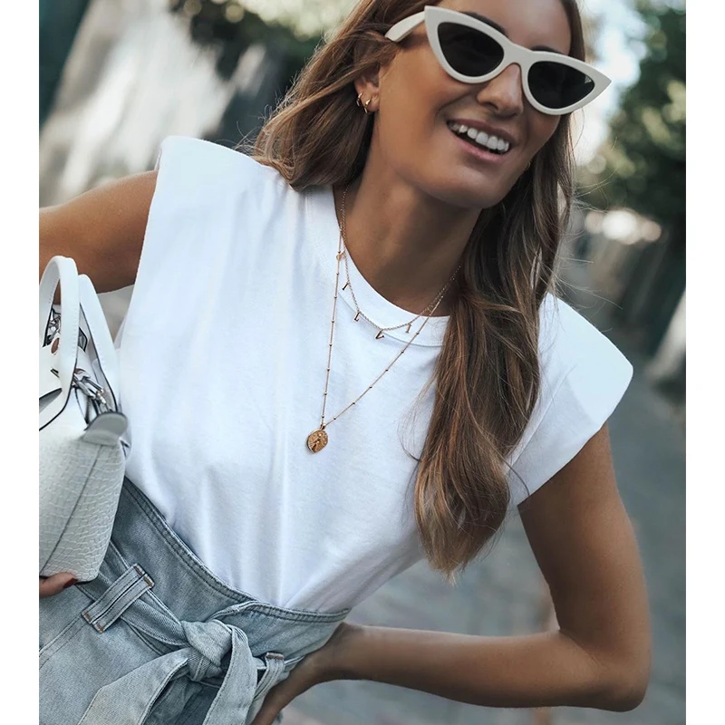 Retro Sleeveless Elegant Lady Basic Cotton Woman Tshirts Solid Summer Big Size Fashion Clothes 2021 New Sexy Lady Streetwear