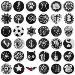 6pcs/lot Wholesale Black Snap Button Jewelry Mixed Cat MOM Ball Metal 18mm Snap Button for 20mm 18mm Snap Bracelets Bangles