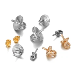 50-100pcs/lot Brass Half hole Charms Eye Pins Beads End Caps Top Drilled Pendant Bails Findings Connectors For Jewelry Makings