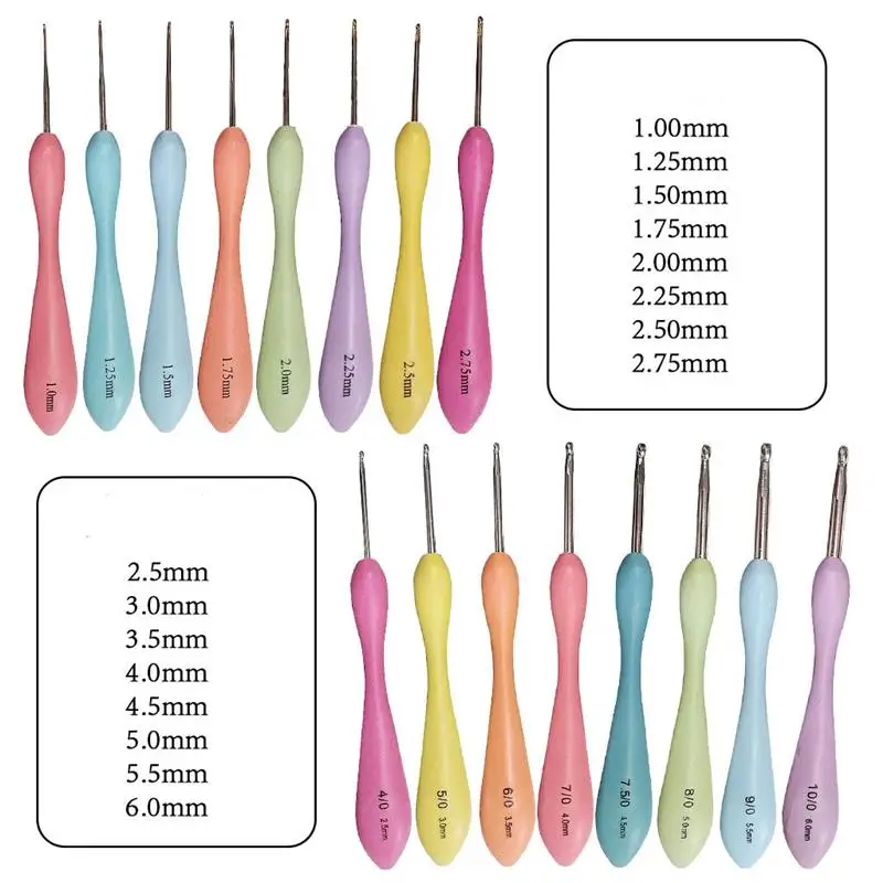 8Pcs Crochet Hooks Knitting Needles Set Plastic Handle Alumina Embroidery Punch Needle Sewing Accessories DIY Hand-Made Tool