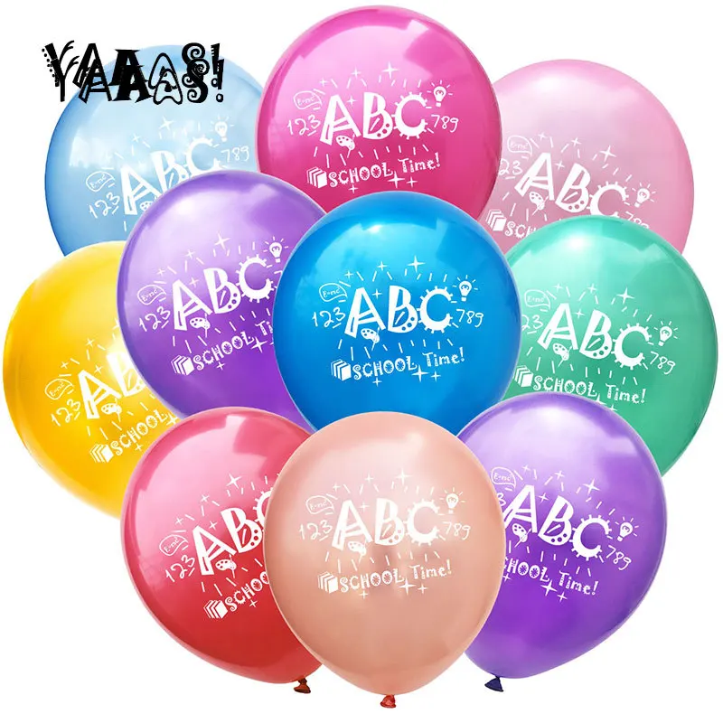 YAAAS! 10Pack Confetti Balloon Set ABC 123 for First School Back to School Girls Decoration Balloons Pink Gold Colorful