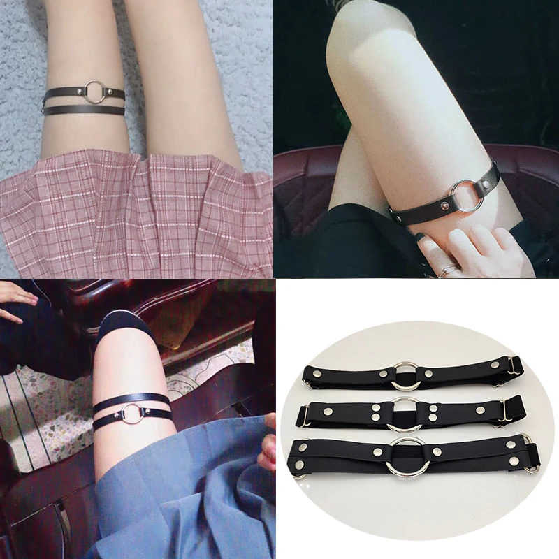 Sexy Women Elastic pu Leather Leg  Garter Belt Punk Round adjustable Thigh  gothic accessories Harajuku Leather Harness