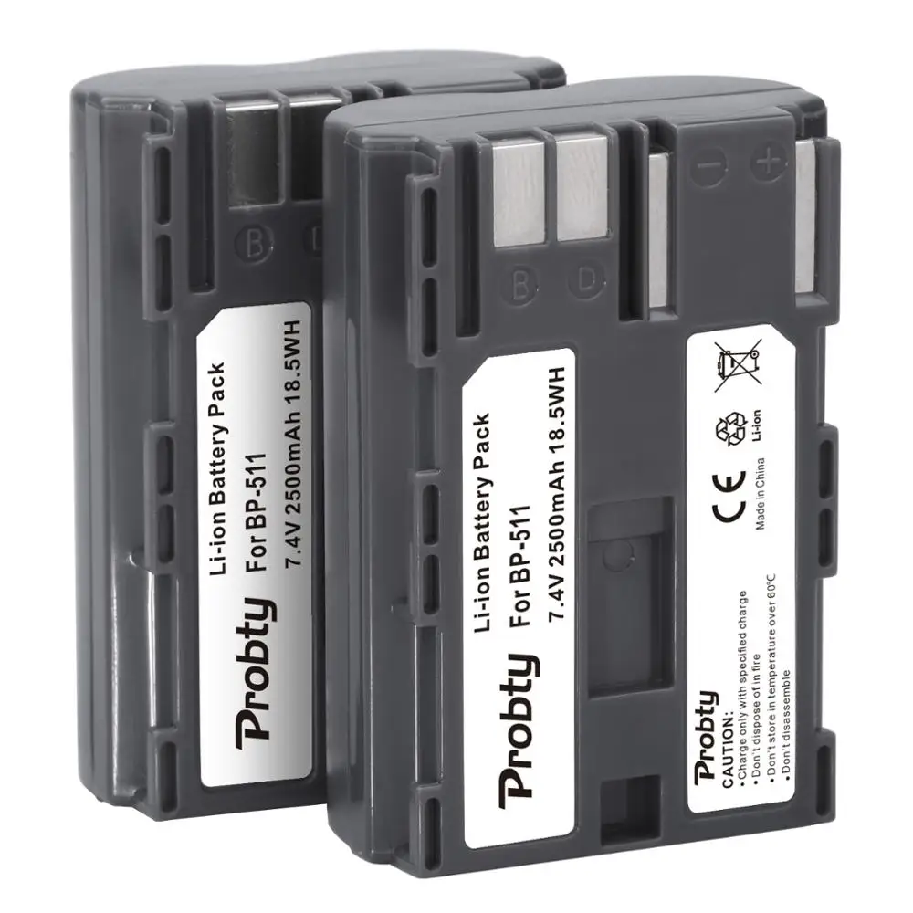 BP-511 BP-511A 2500mAh Camera Battery BP511 BP 511 For Canon EOS 40D 300D 5D 20D 30D 50D 10D D60 G6 BP 511A