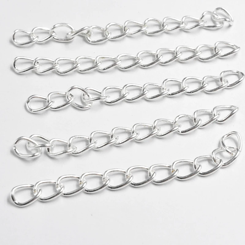 FLTMRH   60pcs/lot 50mm*3mm Necklace Extension Chain Bulk Bracelet Extended Chains Tail Extender for DIY