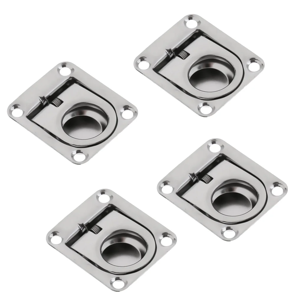 4pcs Marine Boat Stainless Steel Deck Hatch Cabinet Pull Lift Ring Handle Flush Mount 43 x 36mm Boat Accessories Marine Pesca