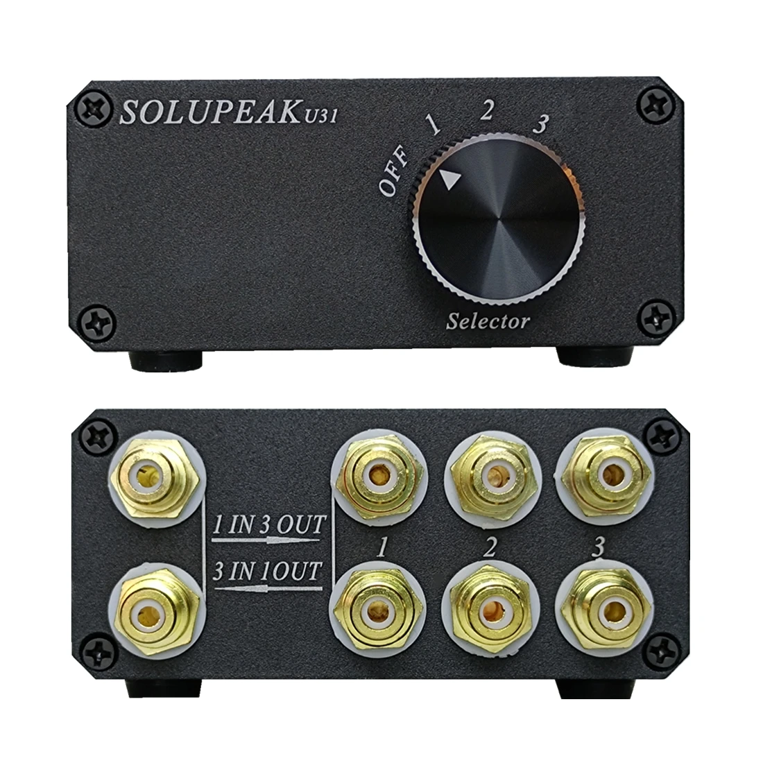 SOLUPEAK U31 1(3) IN 3(1) OUT RCA stereo audio Source signal switcher switch selector splitter schalter Distributor box for amp