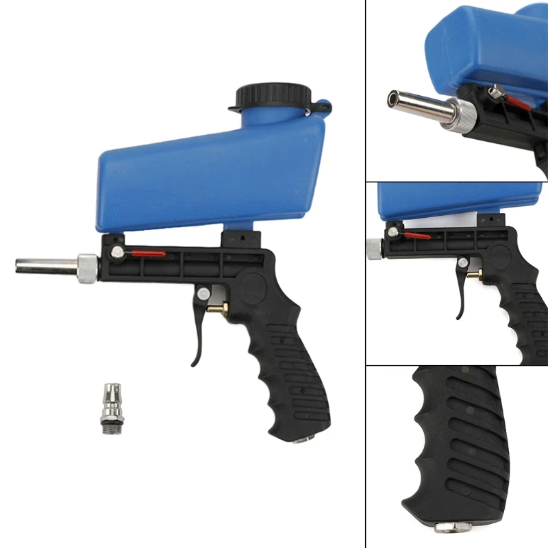 Pistola per sabbiatura pneumatica 90PSI piccola palmare per la pulizia della ruggine sporco e vernice aria sabbia Blaster pistola abrasiva trasporto di goccia