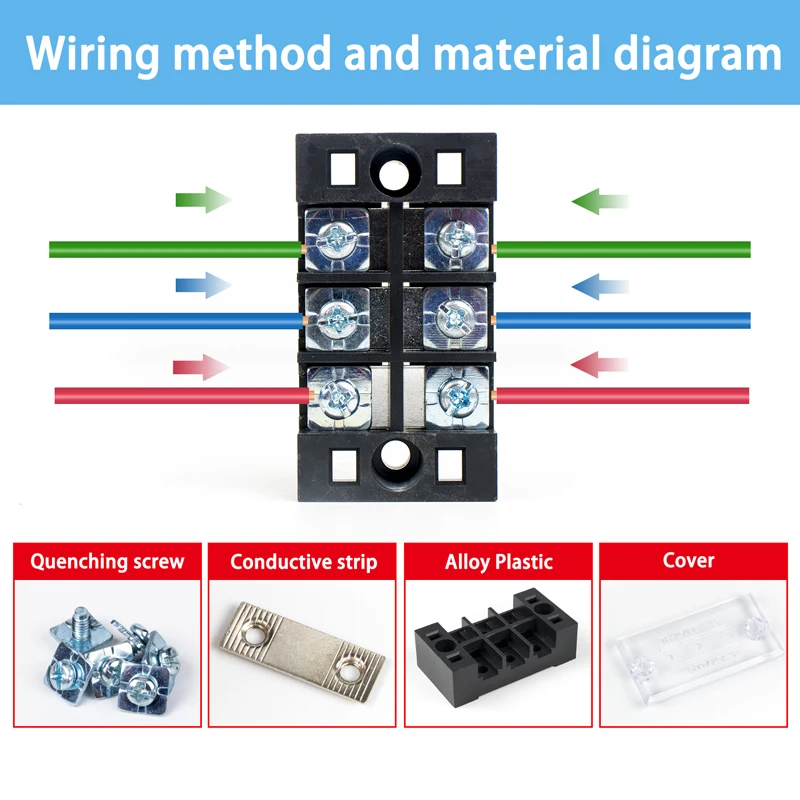 1pcs 25A 600V TB-2503 TB-2504 TB-2505 TB-2506 TB-2510 Dual Row Barrier Screw Terminal Block Strip Wire Connector Wiring tool image 3