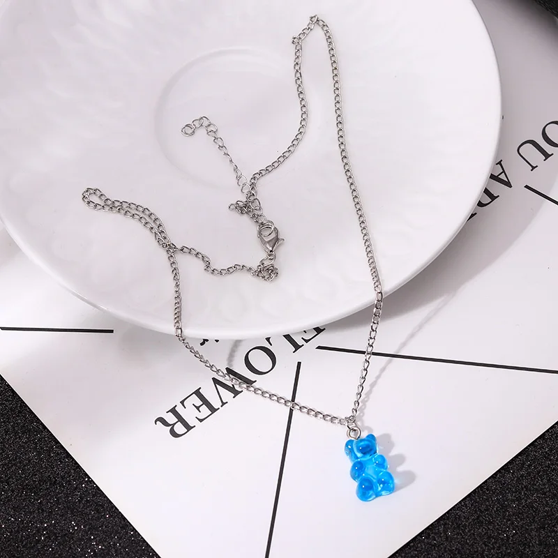 Aihua Candy Farbe Sterne Herzen Gummy Mini Bär Kette Halsketten für Frauen Nette Cartoon Tier Anhänger Schmuck Femme Bijoux Collare – Detail 13