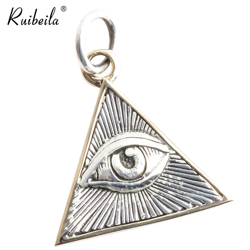 Ruibeila triangle eye of God 925 silver pendant retro necklace personality thai silver necklace to send a friend