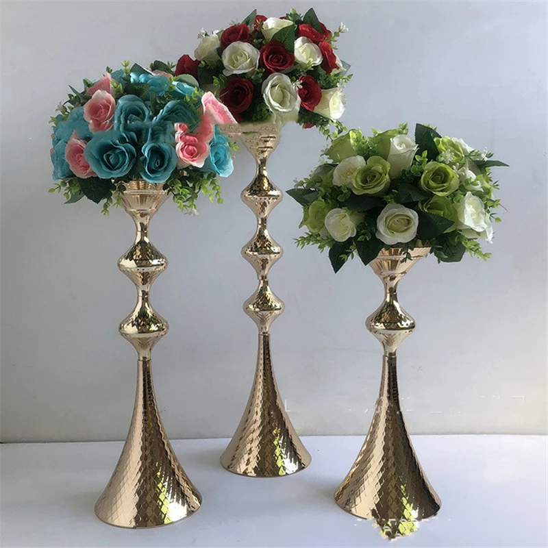 Metal Candle Holders Flowers Vase   Road Lead Candelabra Centerpieces Wedding porps Christmas decoration