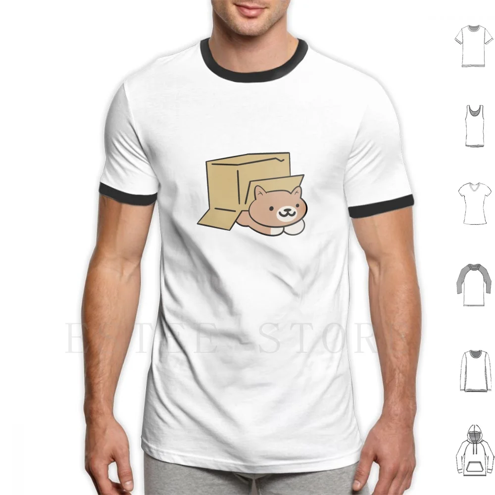 Brown Cat With White Nose In A Box T Shirt Print Cotton Cat Kitty Box Cats Animal Animals Brown White Nose Feet