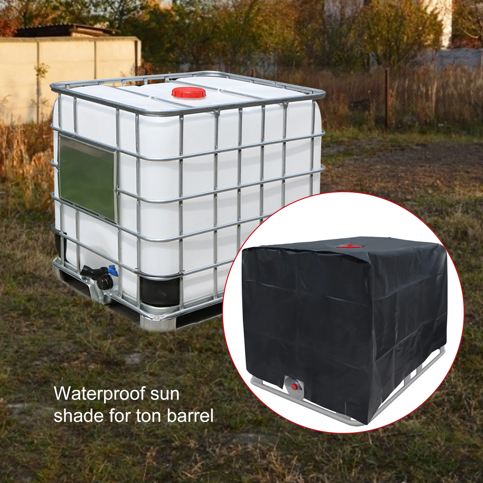 IBC Ton Barrel Accessories Balck Water Tank Cover 1000 Liter Container Aluminum Foil Waterproof Dustproof UV Cover 210D