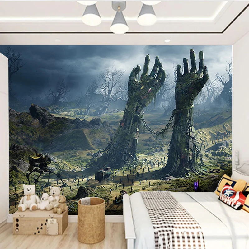 Modern Creative Woods Battlefield Abstract Hands Mural 3D Wallpaper Living Room TV Wall Home Decor Wall Cloth Fresco Sticker