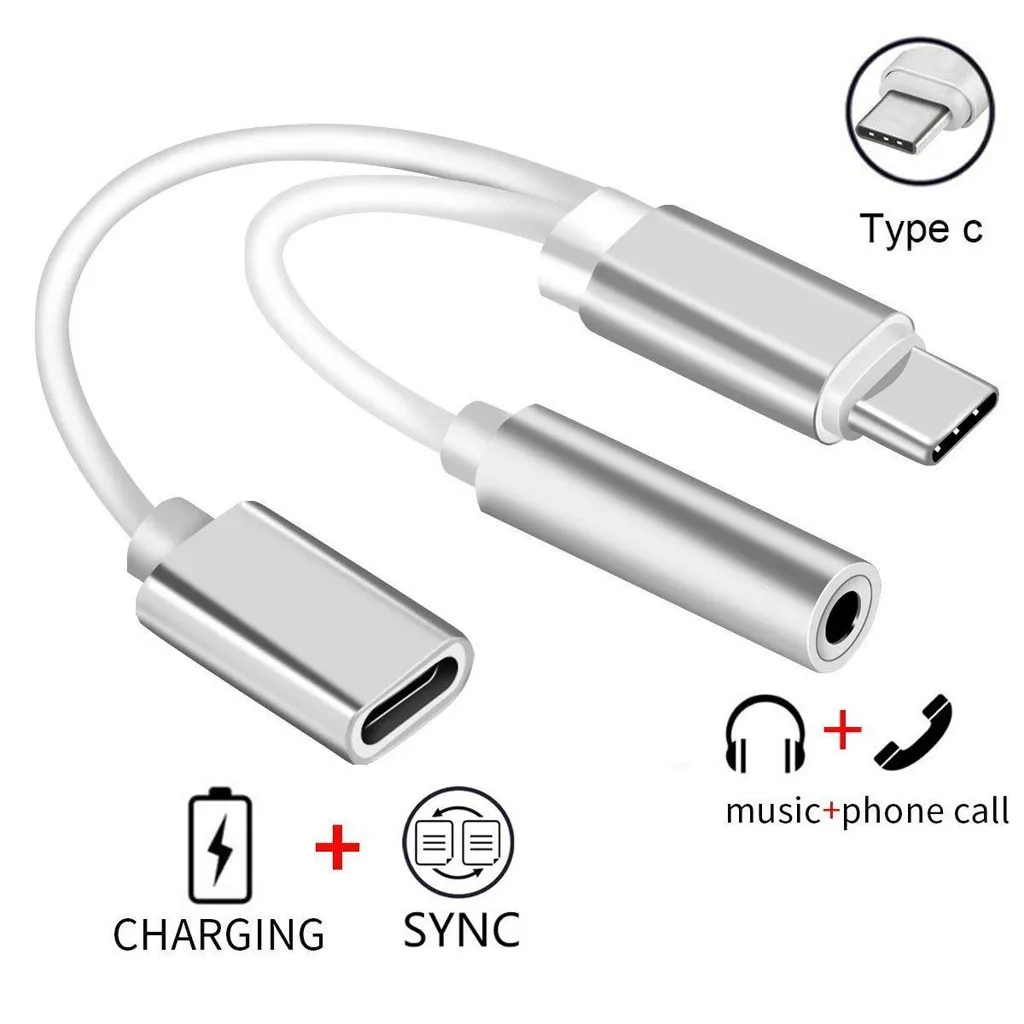 نوع-C المحمول برو محور محول مع USB-C شحن 3.5 مللي متر سماعة جاك AUX الصوت الفاصل محول محول + تهمة كابل 19Oct