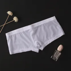 Transparante Mannen Sexy Naadloze Ondergoed Broek Boxershorts Mannelijke Ijs Zijde Glijdt Homme Slipje Kleine Boxer Shorts