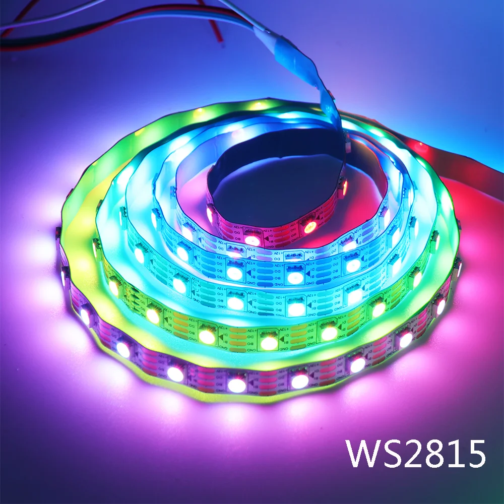 

Модифицируемая Светодиодная лента WS2815 RGB SMD5050 12 В, 30/60/144 светодиодов/м, водонепроницаемая светодиодная лента, 1 м, 5 м, полноцветная гибкая светодиодная лента e