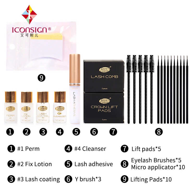 Mini Fast Perm Eyelash Kit, Lashes Lift, Cílios Lifting, Tratamentos de Crescimento Nutritivo, Escovas, Revestimento, Ferramentas de Maquiagem, 5 Conjuntos por Lote