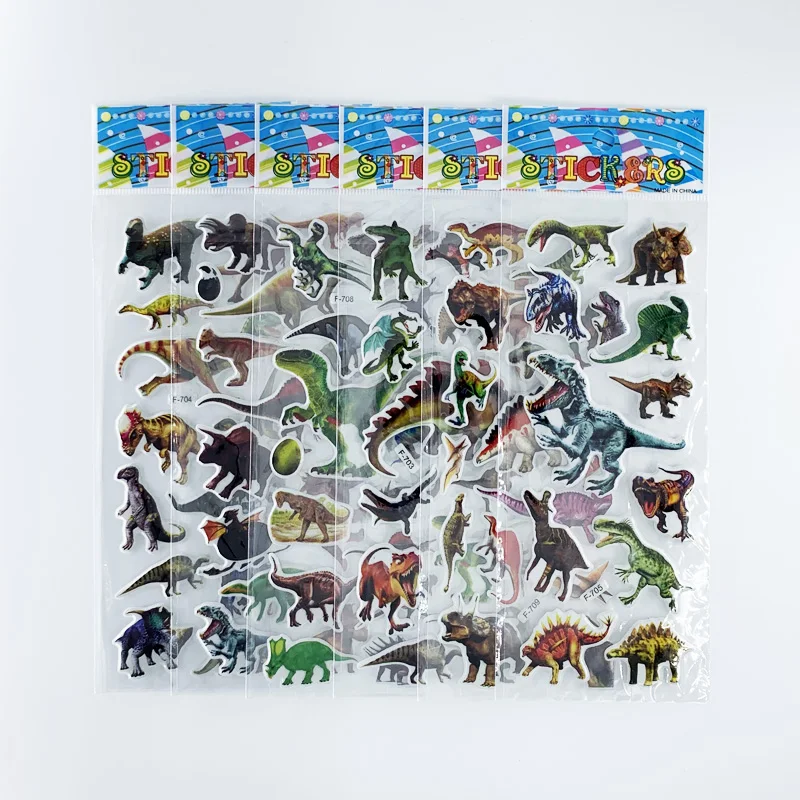 12 Sheets/Set Dinosaur Series Cartoon Stickers For Child Notebook Skateboard DIY Waterproof Cute Sticker Toy Boys Gift